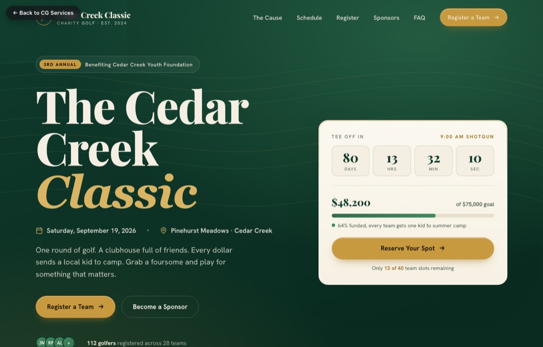 Event registration page sample