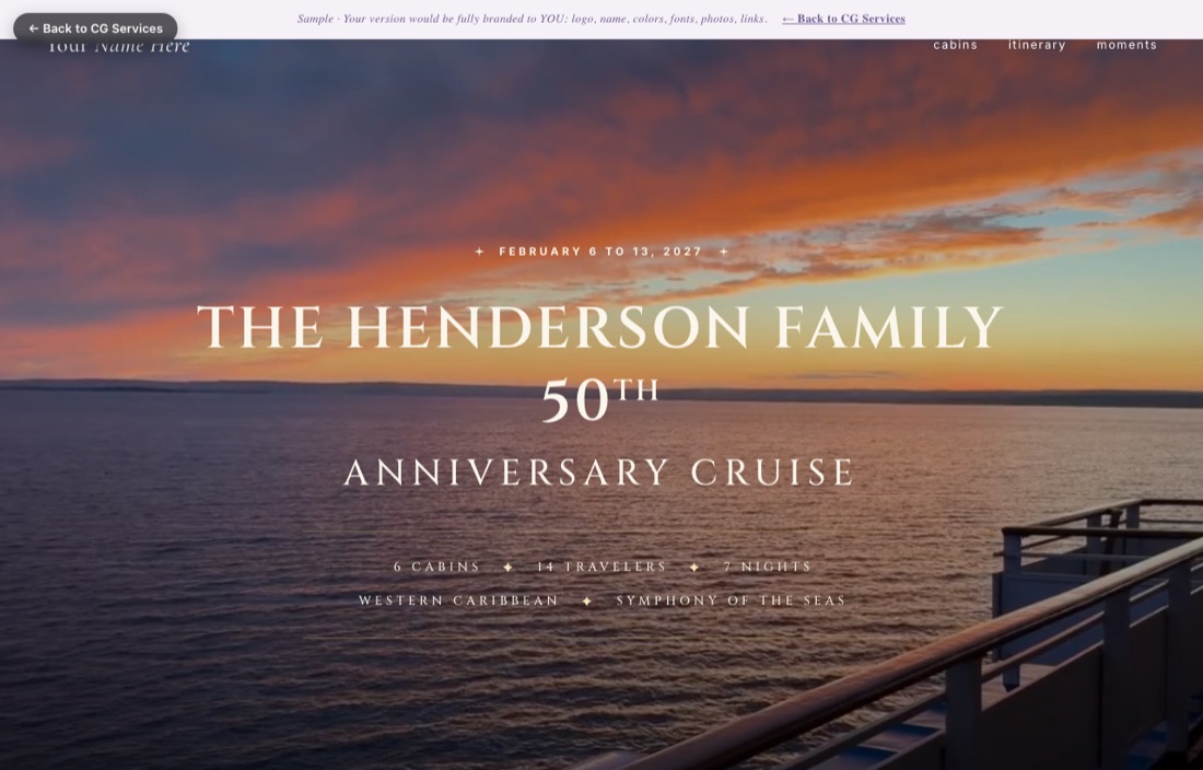 Group travel landing page sample