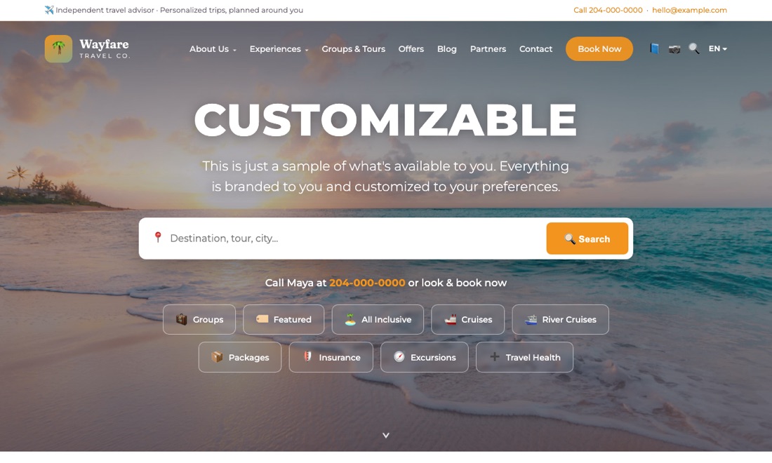 Travel agency website sample