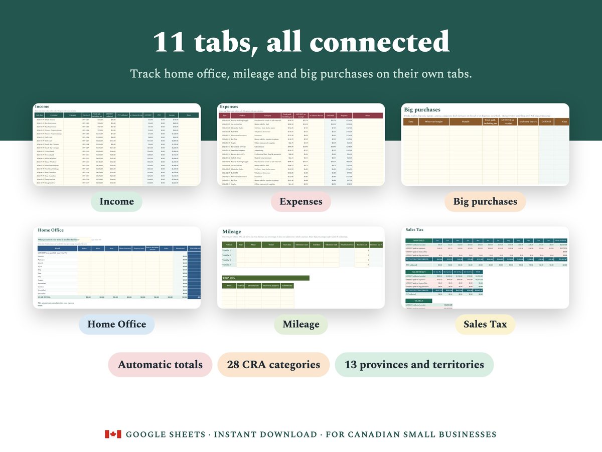 11 connected tabs
